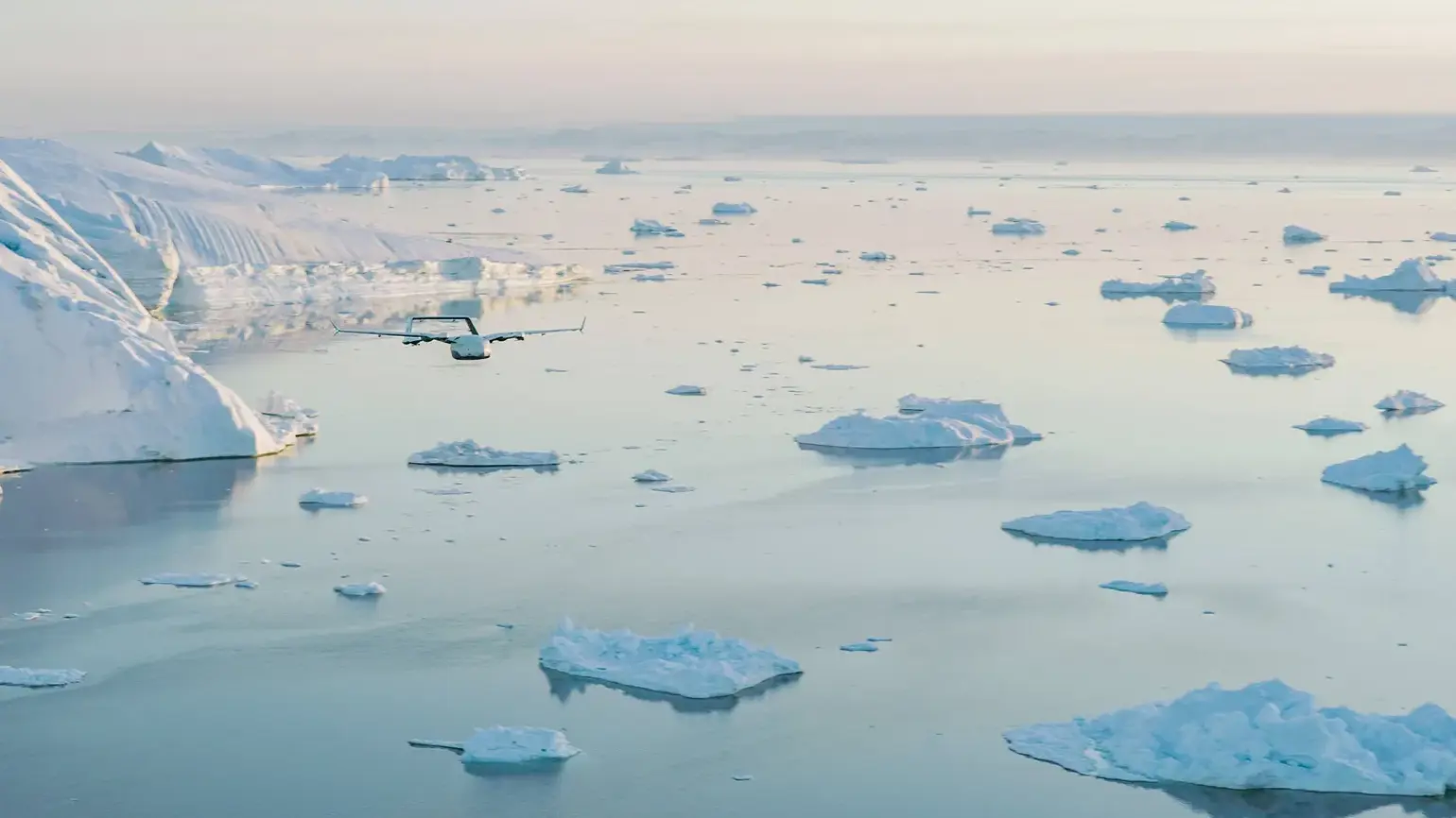 Marble conducting test flights over Ilulissat Icefjord, Greenland