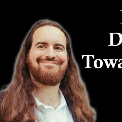 A graphic image of davidad, on the Gradient podcast. The writing says 'Davidad Dalrymple: Towards provably safe AI'.