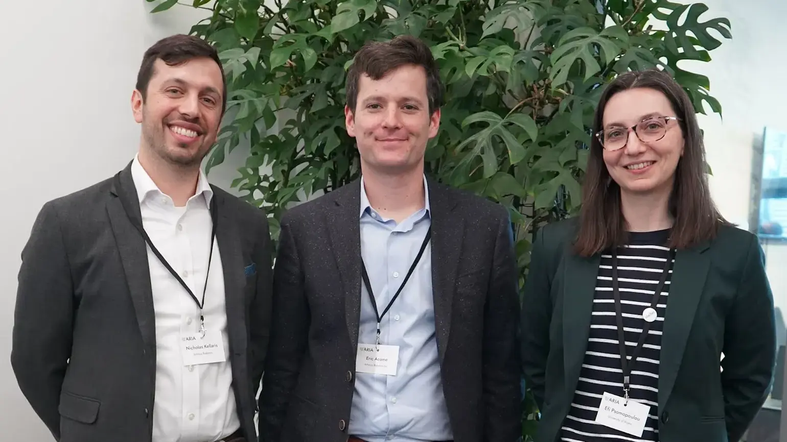Nick Kellaris (left) and Efi Psomopoulou (right) with Eric Acome (middle, Artimus CEO)