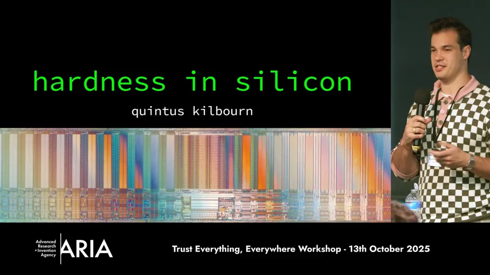 Quintus Kilbourn presenting a talk at the Trust Everything, Everywhere Discovery workshop